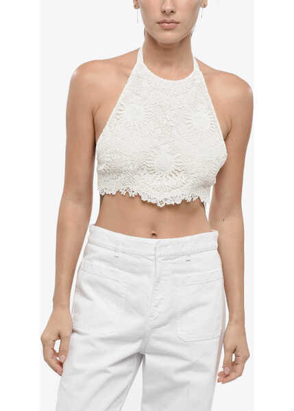 Bluze Dior Macram Cotton Blend Halter Neck Top White Femei (BM 19165667) 1