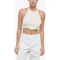 Bluze Macramè Cotton Blend Halter Neck Top Femei