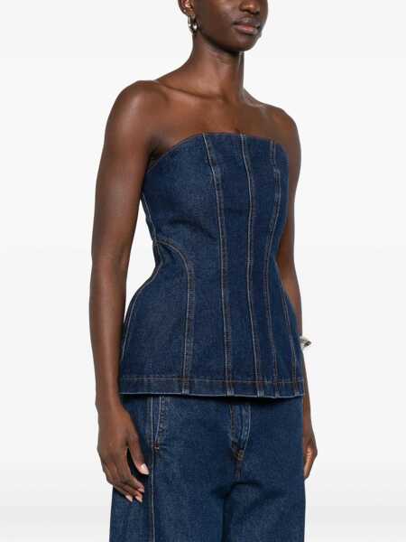 Topuri Magda Butrym Magda Butrym Strapless Denim Corset Top NAVY Femei (BM 19166946) 3