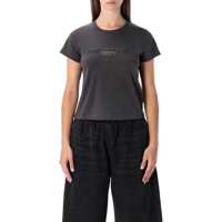 Tricouri Alexander Wang Grey Délavé Cotton T-Shirt With Logo Femei