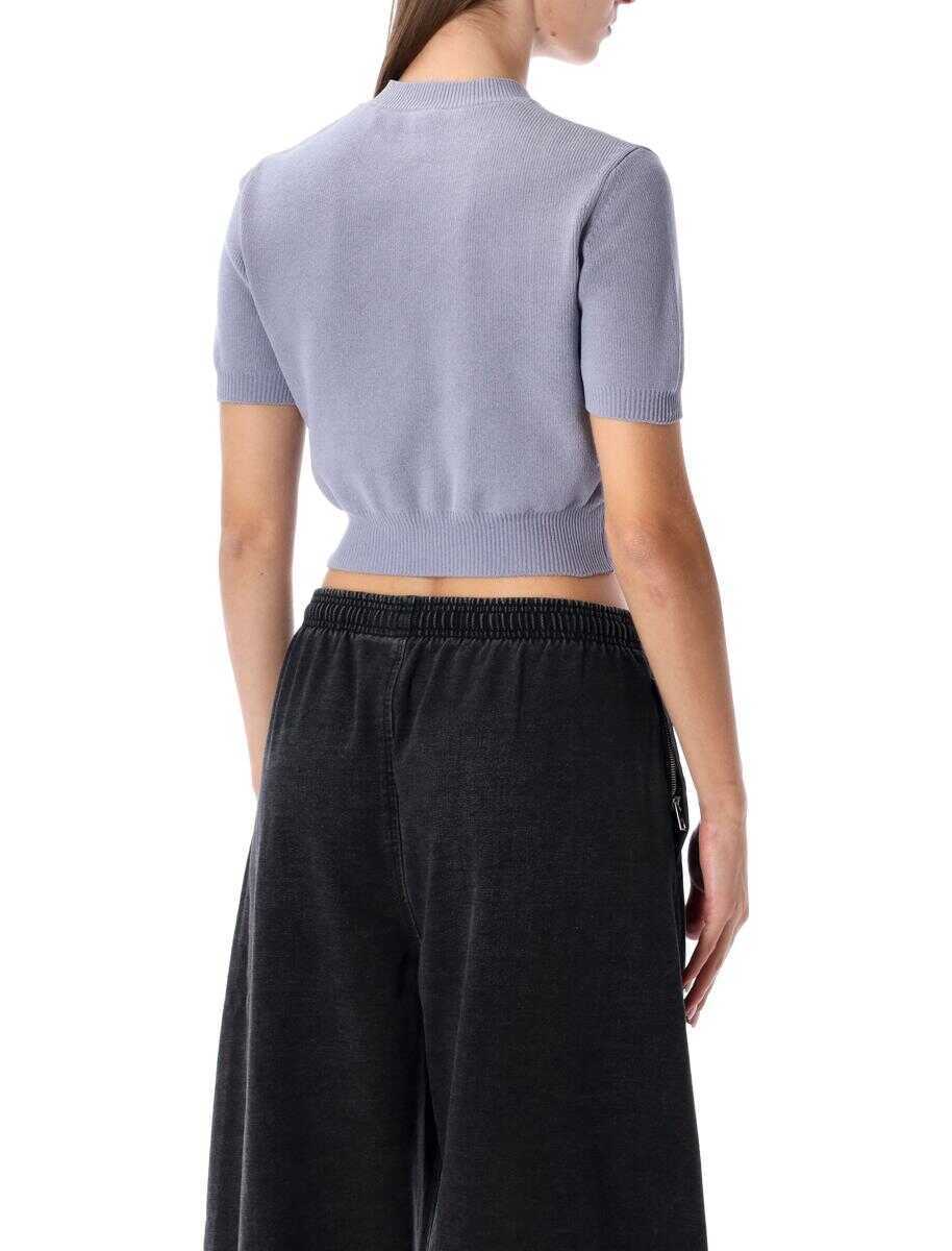 Pulovere Alexander Wang Alexander Wang Cropped Ribbed Chenille Sweater With Logo LAVENDER GREY Femei (BM 19166955) 2