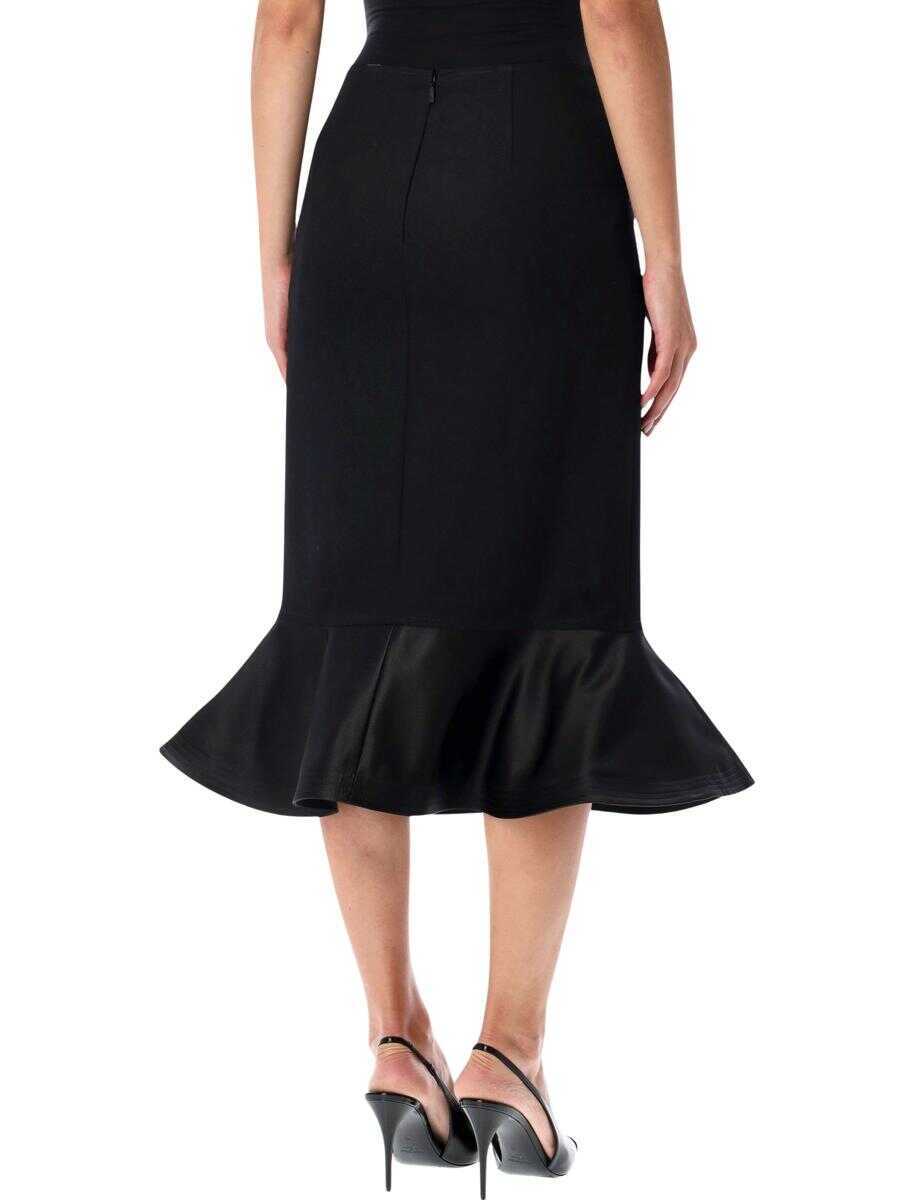 Fuste Fendi Fendi Black Grain De Poudre Wool Midi Skirt Black Femei (BM 19167174) 2