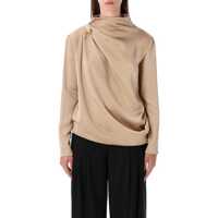 Bluze Fabiana Filippi Satin Draped Blouse With Jewel Detail Femei