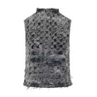 Topuri Diesel Diesel Multi-Tone Fringed Denim Vest Femei