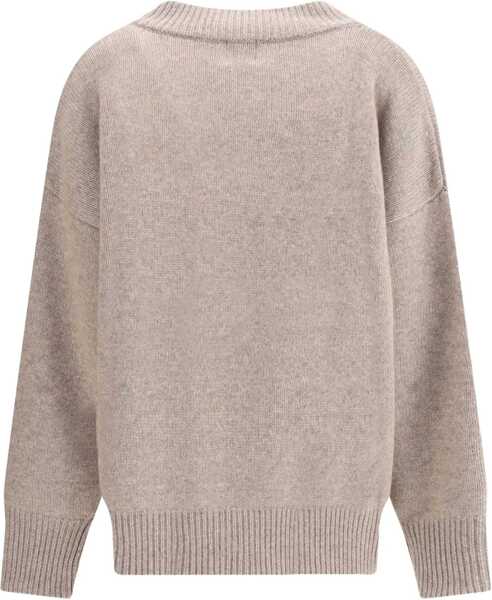Pulovere casual MADELEINE THOMPSON V-Neck Jumper in Wool and Cashmere DARKOATMEAL Femei (BM 19172798) 2