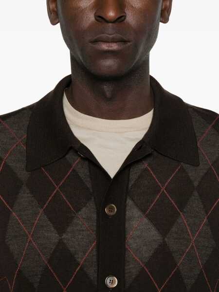 Tricouri Polo OUR LEGACY Polo Shirt Pub Argyle BROWN Barbati (BM 19173002) 5