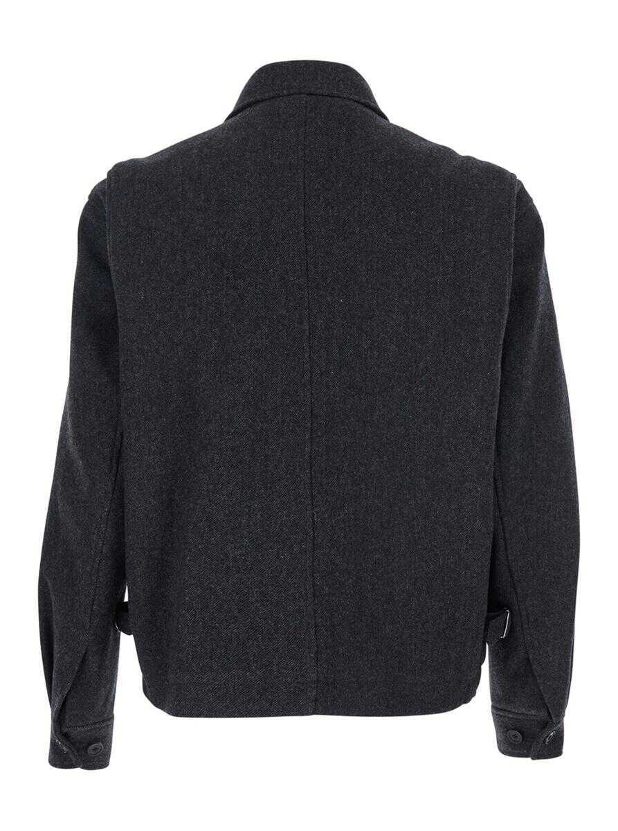 Geci After Pray Classic A-2  Grey Jacket With Classic Collar And Front Button And Zip Closure In Wool Blend Stretch Man GREY Barbati (BM 19174053) 2