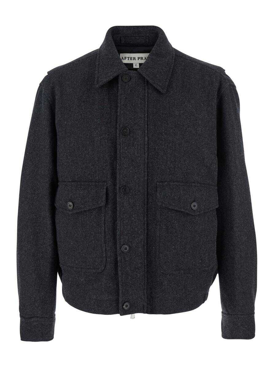 Geci After Pray Classic A-2  Grey Jacket With Classic Collar And Front Button And Zip Closure In Wool Blend Stretch Man GREY Barbati (BM 19174053) 1