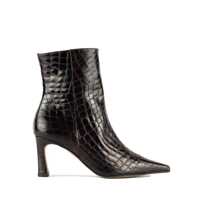 Pantofi cu toc Angel Alarcon Dark Brown Crocodile Print Leather Ankle Boot Femei