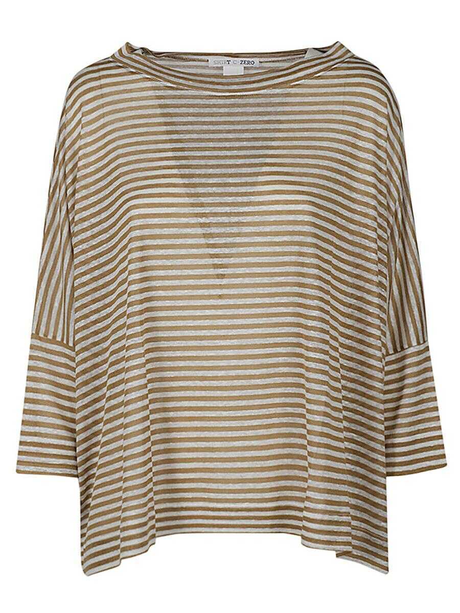 Pulovere Shirt C-Zero Shirt C-Zero Linen Striped Sweater BROWN Femei (BM 19174806) 1