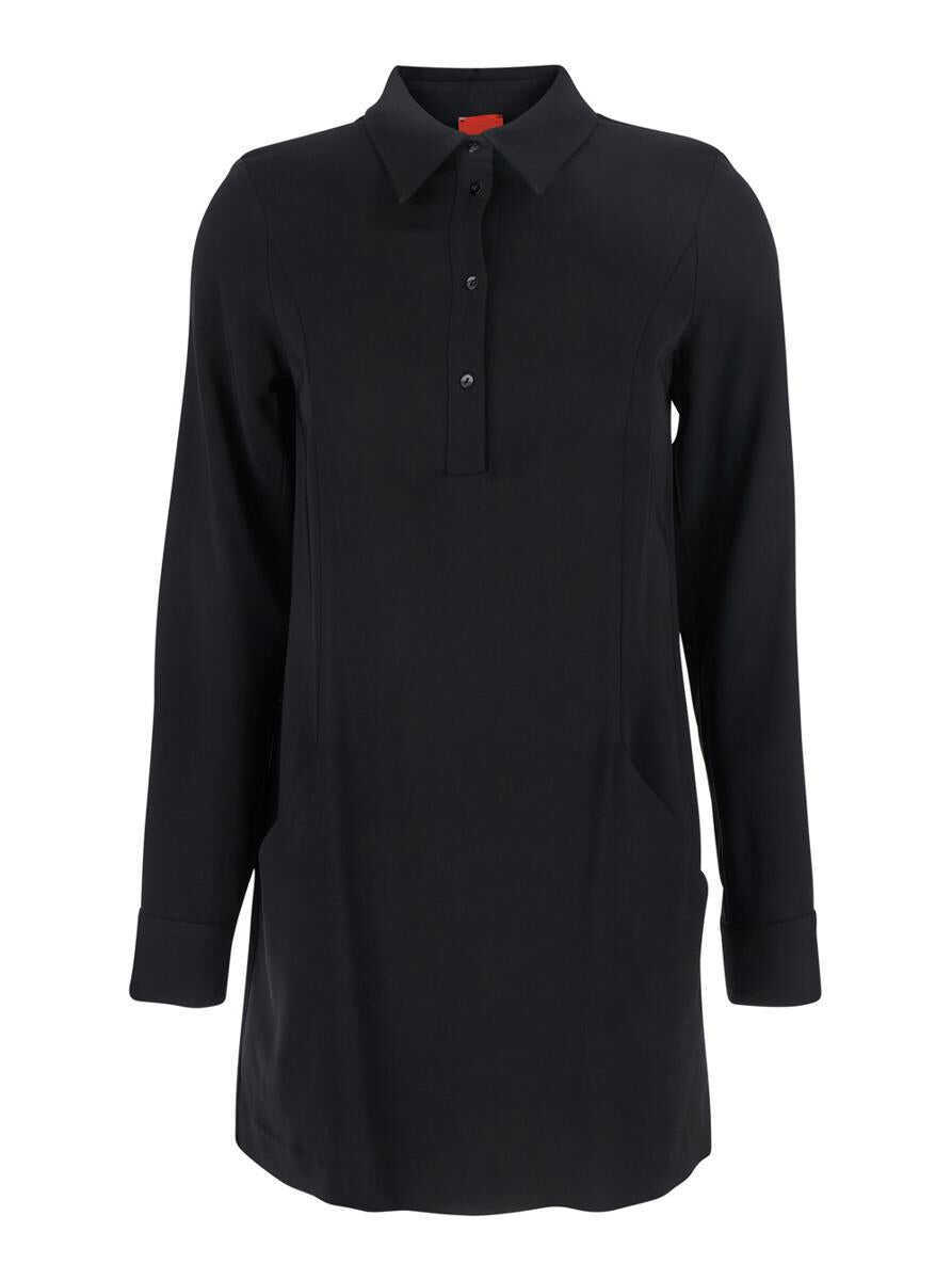 Rochii MERCI Black Dress With Classic Collar And Front Button Closure In Fabric Woman Black Femei (BM 19174971) 1