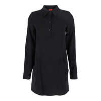 Rochii Black Dress With Classic Collar And Front Button Closure In Fabric Woman Femei