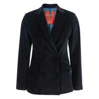 Sacouri Black Double-Breasted Jacket With Peak Revers In Velvet Woman Femei