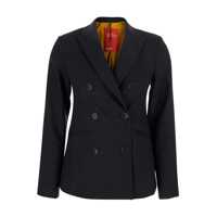 Sacouri Grey Double-Breasted Jacket With Peak Revers In Fabric Woman Femei