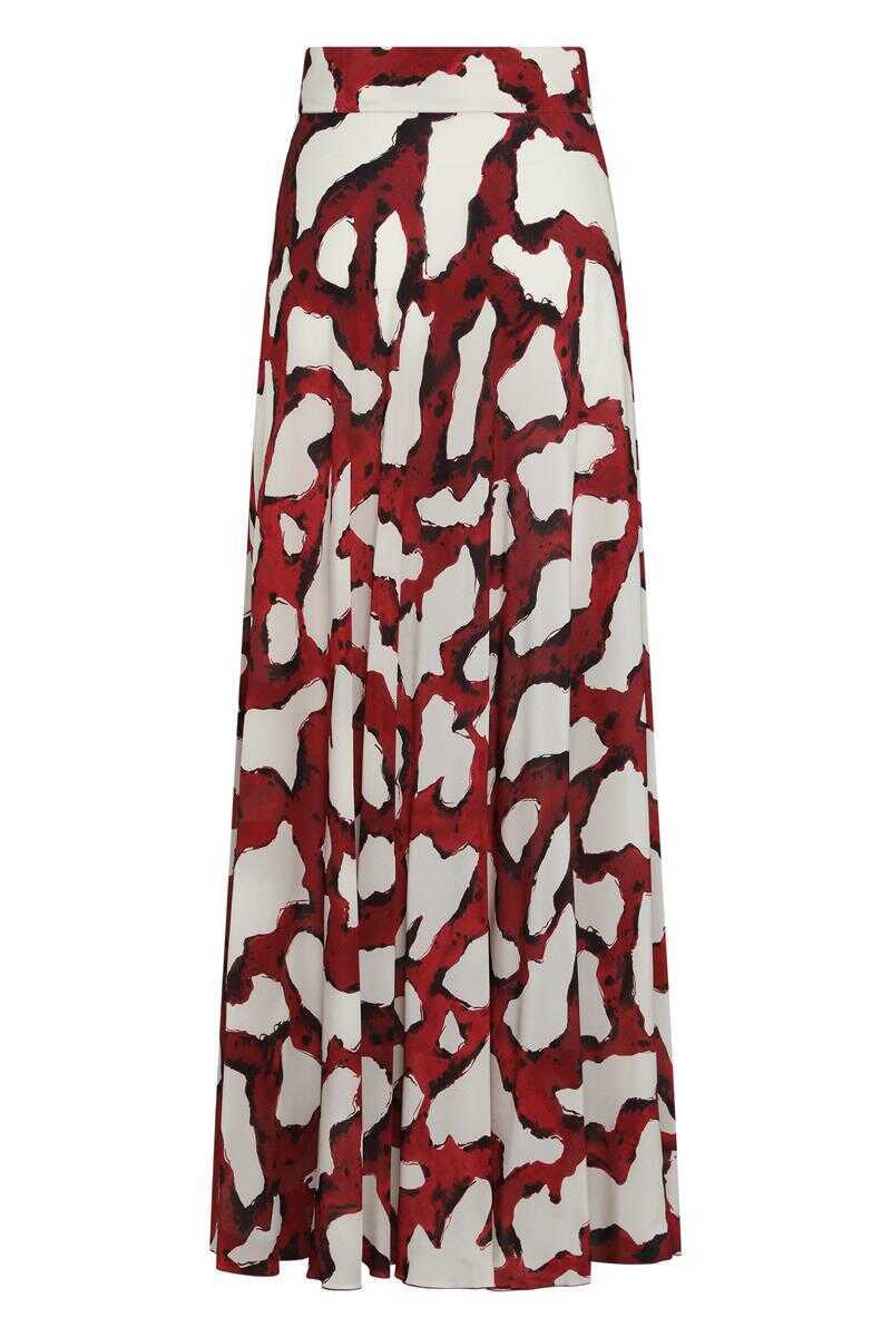 Fuste Marinella Piccinno Marinella Piccinno Printed Silk Skirt RED Femei (BM 19176768) 2