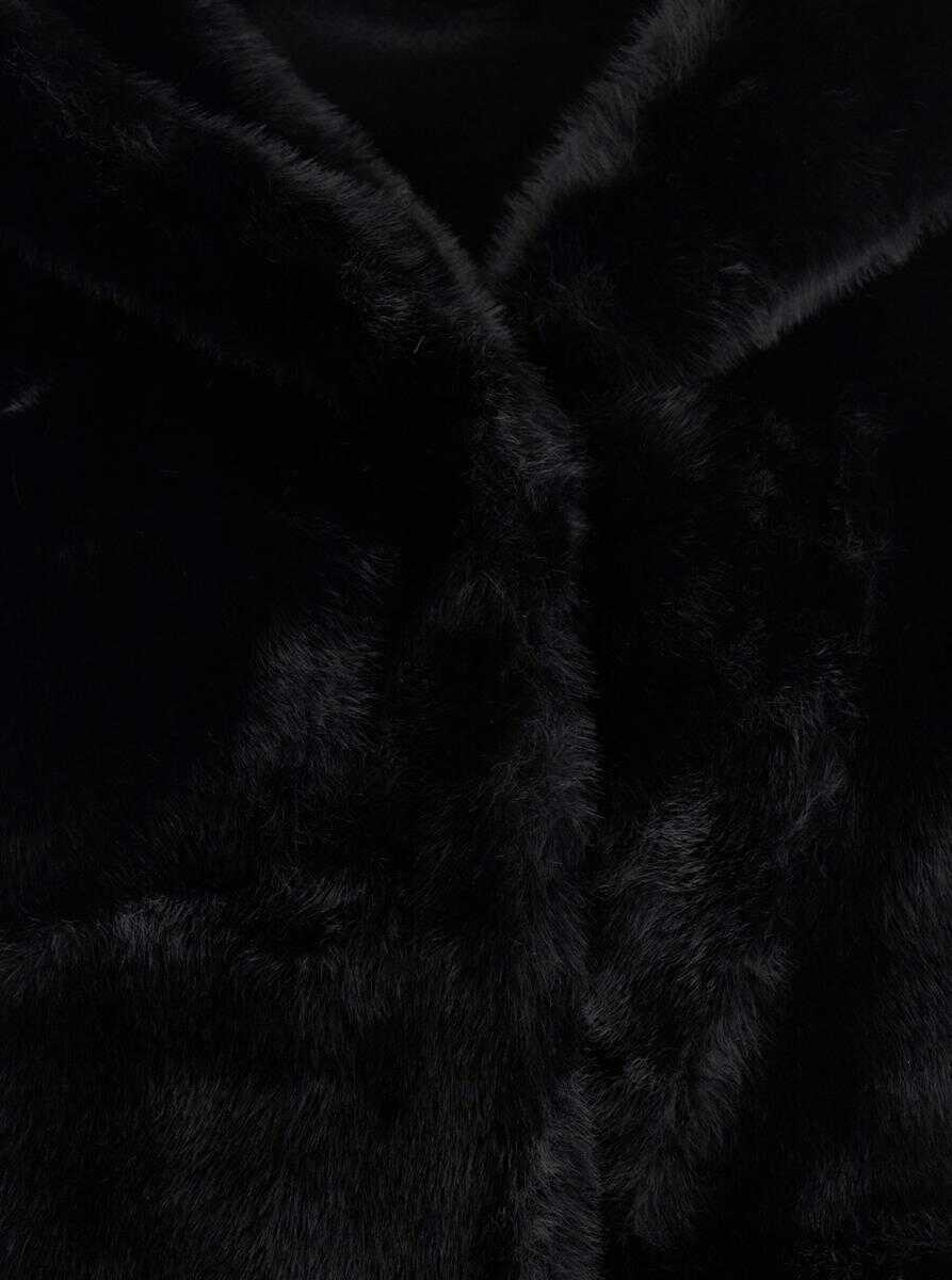 Geci Giovanni Paris Leonie Black Fur Jacket With Hood And Front Concealed Closure In Ecofur Woman Black Femei (BM 19177560) 3