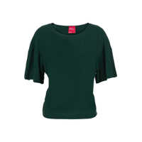 Tricouri Green T-Shirt With Round Neck And Wide Short Sleeves In Fabric Woman Femei