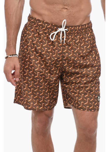 Bermude YES I AM Pattern Print Boxer Swimsuit Brown Barbati (BM 19179941) 1