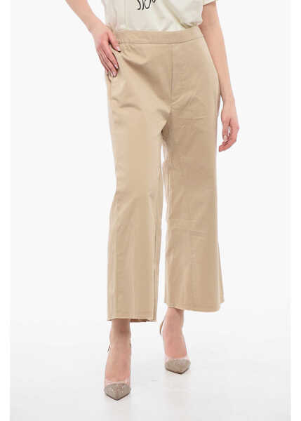 Pantaloni casual SIBEL SARAL Flared Crop Pants With Raw-Cut Hem Beige Femei (BM 19179950) 1