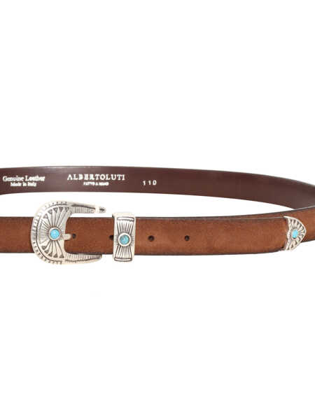 Curele Alberto Luti VINTAGE EFFECT SUEDE BELT IN BURNT COLOR Brown Barbati (BM 19180857) 3