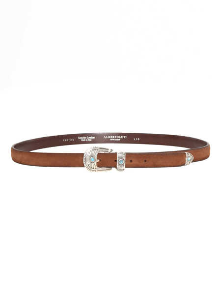Curele Alberto Luti VINTAGE EFFECT SUEDE BELT IN BURNT COLOR Brown Barbati (BM 19180857) 1