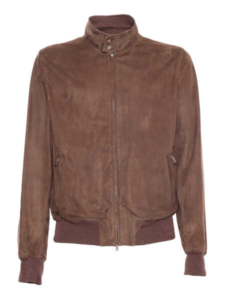 Geci de piele STEWART - SCETTRO Suede Boston jacket Brown Barbati (BM 19180890) 1