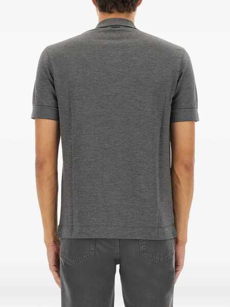 Tricouri Polo ZEGNA Cotton Blend Polo Shirt GREY Barbati (BM 19189106) 3