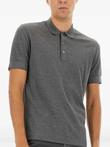 Tricouri Polo ZEGNA Cotton Blend Polo Shirt GREY Barbati (BM 19189106) 4