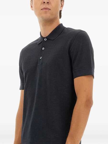 Tricouri Polo ZEGNA Cotton Blend Polo Shirt BLACK Barbati (BM 19189139) 3