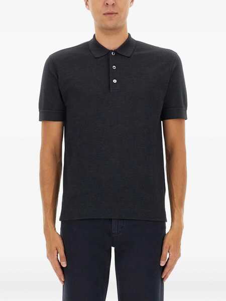 Tricouri Polo ZEGNA Cotton Blend Polo Shirt BLACK Barbati (BM 19189139) 1