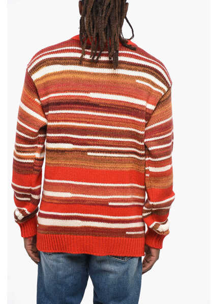 Pulovere DSQUARED2 Multicolor Striped Crew-Neck Sweater With Leather Patch Multicolor Barbati (BM 19205051) 2