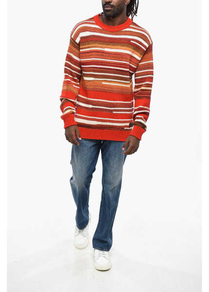 Pulovere DSQUARED2 Multicolor Striped Crew-Neck Sweater With Leather Patch Multicolor Barbati (BM 19205051) 4