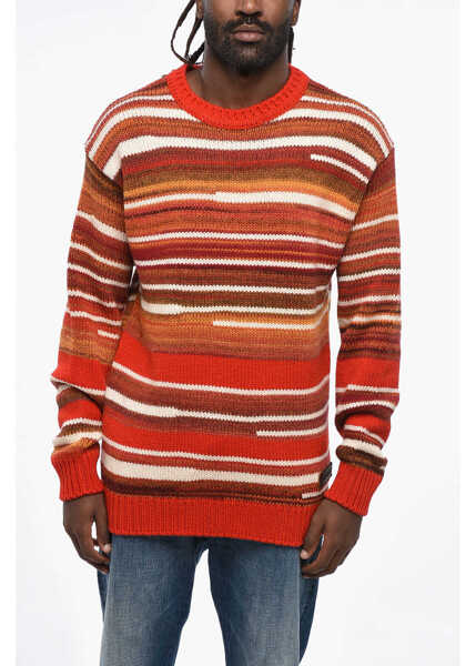 Pulovere DSQUARED2 Multicolor Striped Crew-Neck Sweater With Leather Patch Multicolor Barbati (BM 19205051) 1