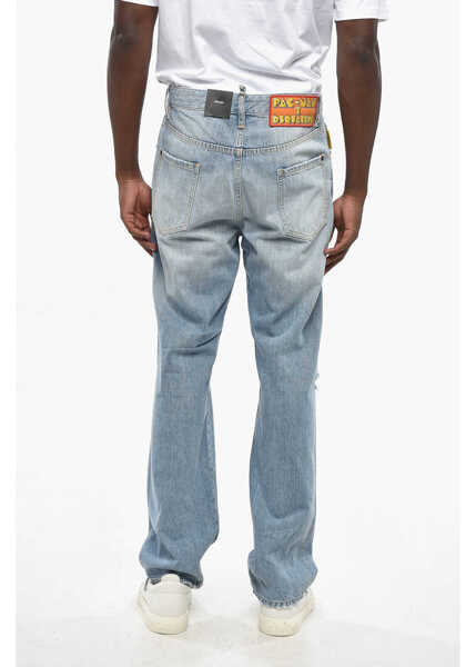 Blugi drepti DSQUARED2 Pac-Man Straight Leg 642 Jeans With Patches 20Cm Blue Barbati (BM 19205060) 2