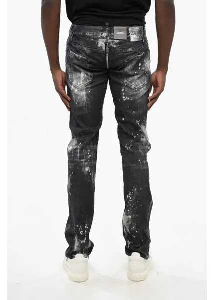 Blugi drepti DSQUARED2 Low Waisted Anniversary Bleached Jeans 16Cm Black Barbati (BM 19205066) 2