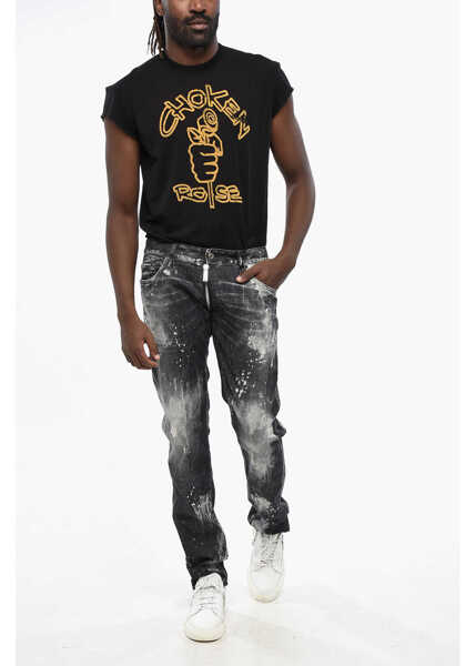 Blugi drepti DSQUARED2 Low Waisted Anniversary Bleached Jeans 16Cm Black Barbati (BM 19205066) 4