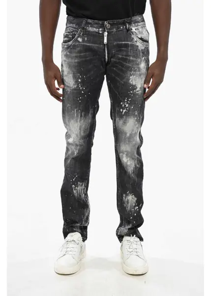 Blugi drepti DSQUARED2 Low Waisted Anniversary Bleached Jeans 16Cm Black Barbati (BM 19205066) 1