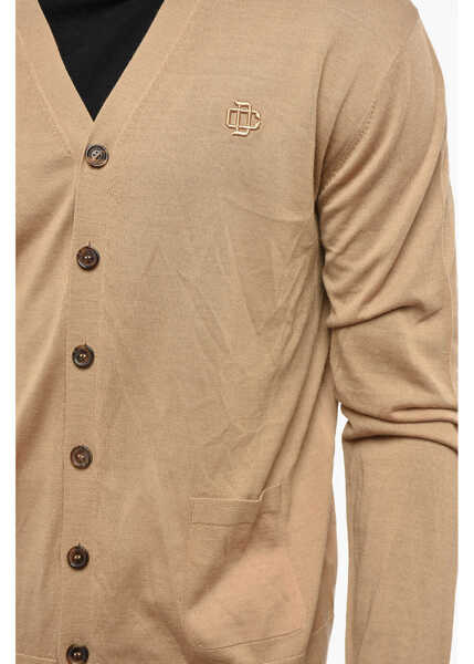 Cardigane DSQUARED2 Virgin Wool Cardigan With Embossed Monogram Beige Barbati (BM 19205069) 3