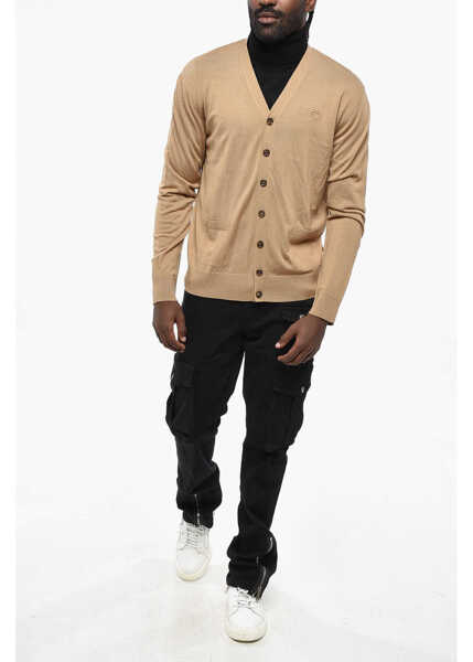 Cardigane DSQUARED2 Virgin Wool Cardigan With Embossed Monogram Beige Barbati (BM 19205069) 4