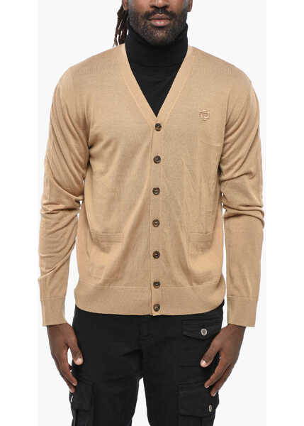 Cardigane DSQUARED2 Virgin Wool Cardigan With Embossed Monogram Beige Barbati (BM 19205069) 1