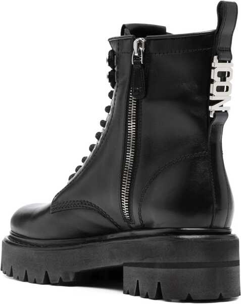 Botine DSQUARED2 Leather Icon Combat Booties With Inner Zip Black Femei (BM 19205072) 3