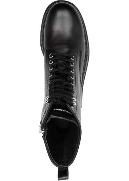 Botine DSQUARED2 Leather Icon Combat Booties With Inner Zip Black Femei (BM 19205072) 4