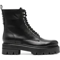 Botine Leather Icon Combat Booties With Inner Zip Femei