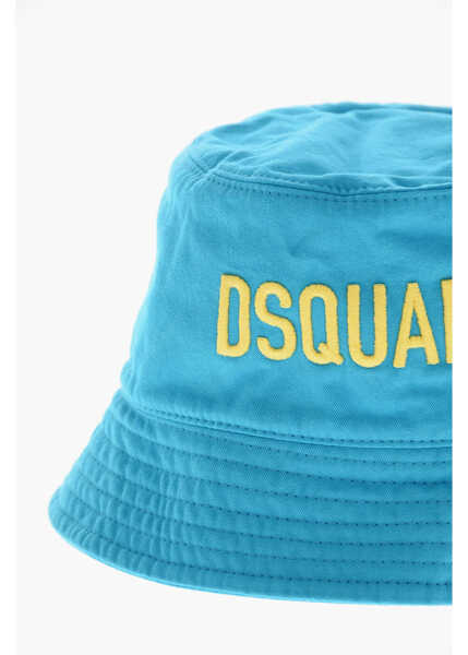 Caciuli DSQUARED2 Cotton Bucket Hat With Embroidered Logo Light Blue Barbati (BM 19205081) 3