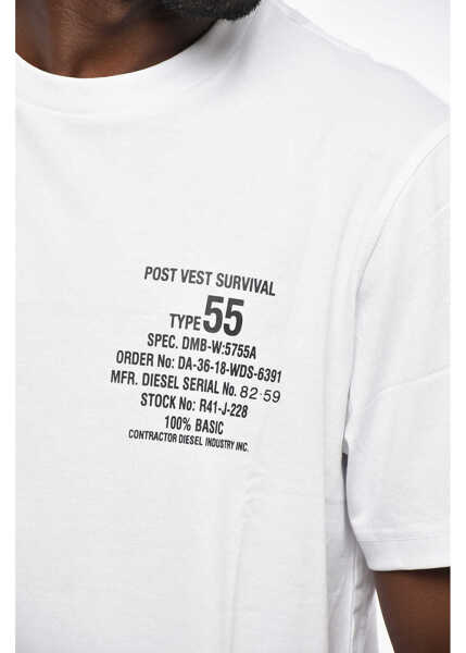 Tricouri Diesel Solid Color T-Just 6-2 Crew-Neck T-Shirt With Contrasting Pr White Barbati (BM 19205084) 3