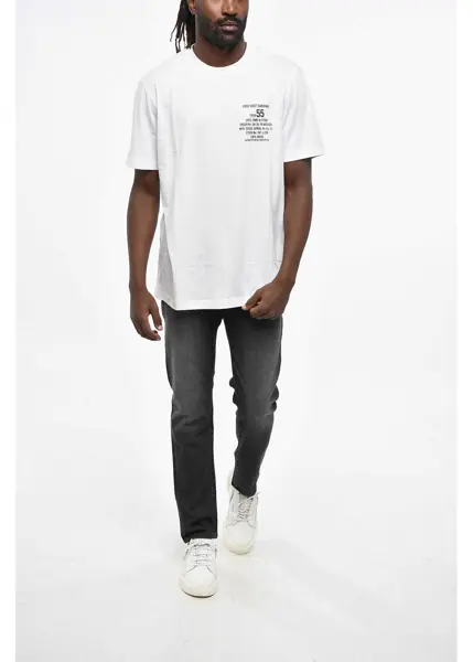 Tricouri Diesel Solid Color T-Just 6-2 Crew-Neck T-Shirt With Contrasting Pr White Barbati (BM 19205084) 4