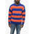 DSQUARED2 Vintage Effect Striped Crew-Neck Sweater Orange