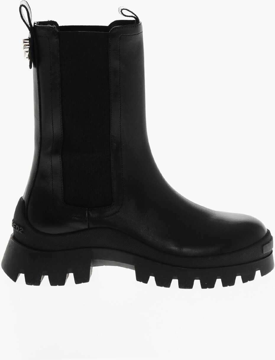 Botine DSQUARED2 Leather D2 Statement Chelsea Booties Black Femei (BM 19205102) 3