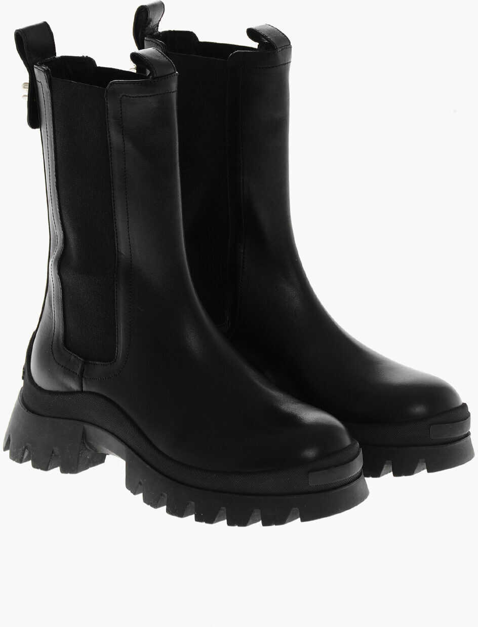 Botine DSQUARED2 Leather D2 Statement Chelsea Booties Black Femei (BM 19205102) 1
