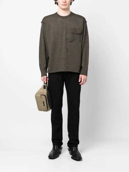 Pulovere DSQUARED2 Virgin Wool Crew-Neck Sweater With Breast Pocket Military Green Barbati (BM 19205105) 2